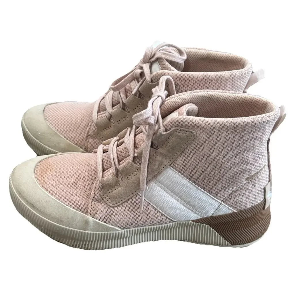 Sorel Out N About III Mid Sneakers NL4861-260 Pink White boots Womens Size 8.5